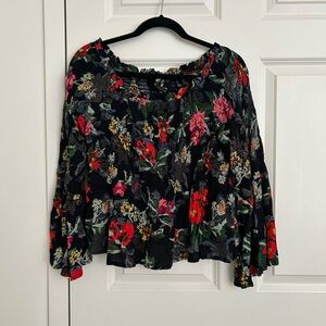 Like new floral long sleeve off the shoulder shirt